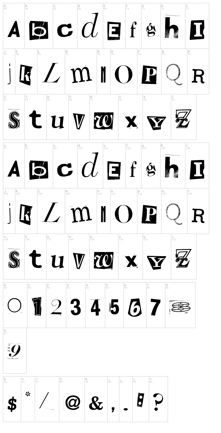 Random House font map